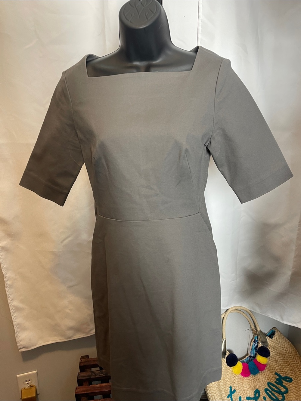 kate spade Gray Square-Neck Midi Dress